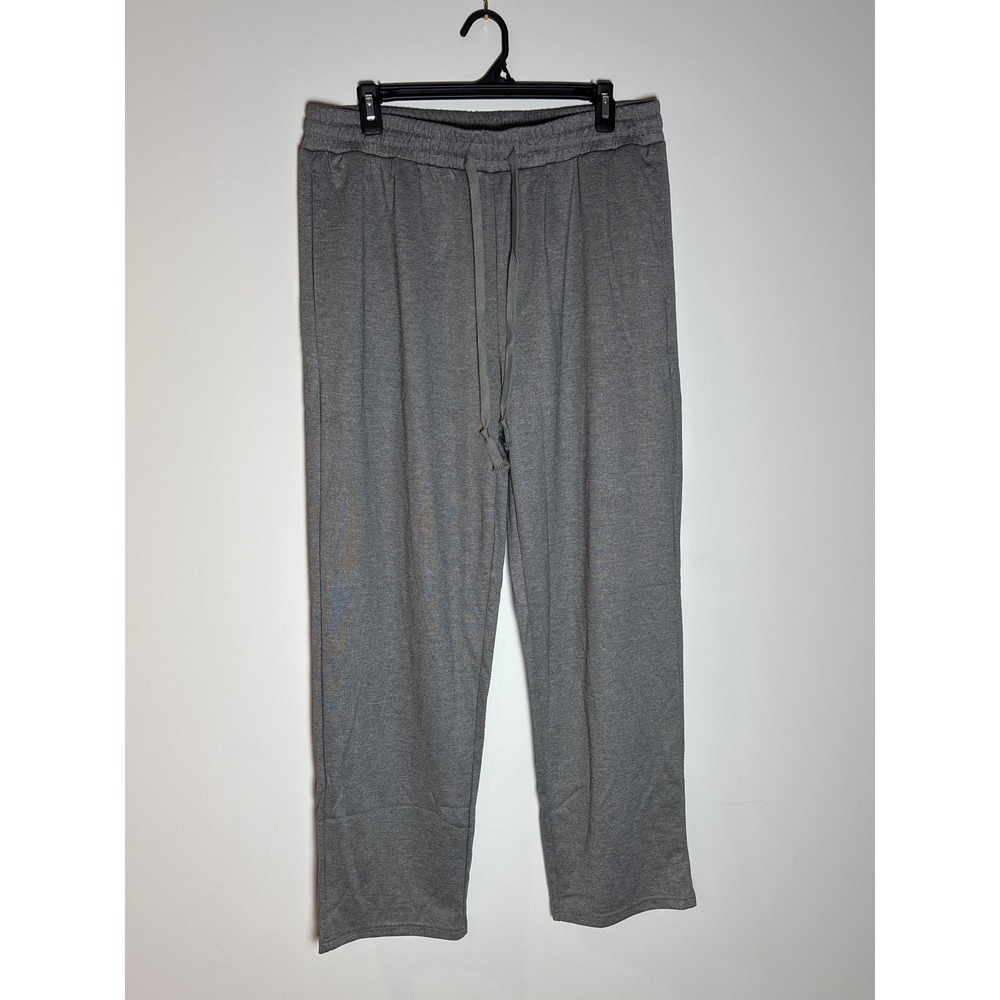 COOFANDY Casual Pants Mens L Grey Drawstring Straight Leg Minimalist Trousers
